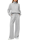 Solid Color Long-sleeved Sweater Trousers Suit Women's Suit Lady T Fashions