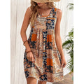 Women's Summer Dress Sleeveless Floral Boho Sundress Swimsuit Coverup Casual Loose Beach Vacation Tank Dresses Lady T Fashions