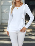 Women's Buttoned Crew Neck Top Lady T Fashions