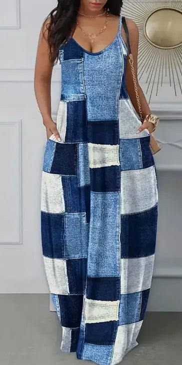 Patchwork Print Cami Dress Lady T Fashions