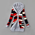 Autumn And Winter Jacket Printed Hooded Wool Liner Knit Midi Length Lady T Fashions