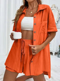 Women's Fashion Shorts Two Pieces Solid Color Shirt Suit Lady T Fashions