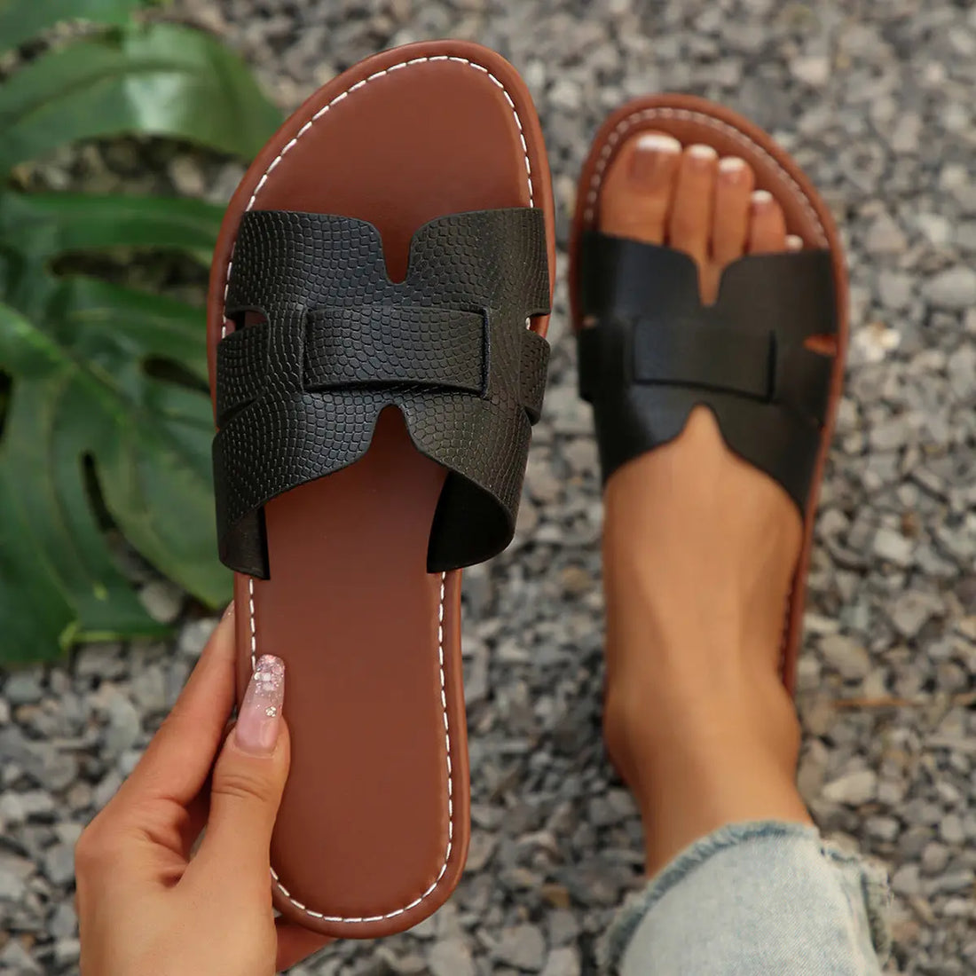 Plus Size Open Toe Flat Cool Women's Slippers Lady T Fashions