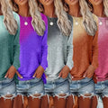 5 Pack Women's Casual Gradient Color Round Neck Long Sleeve Tops Set Spring & Fall Lady T Fashions