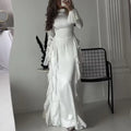 Women's Round-neck Flared Sleeves Temperament High Waist Slimming Patchwork Dress Lady T Fashions