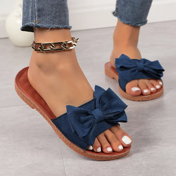 Women's Cute Platform Beach Bow Flat Slippers Lady T Fashions