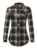 Plaid Pouch Button Cuff Comfort And Casual Printed Women's Shirt Lady T Fashions