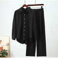 European And American Ins Style Solid Color Leisure Fashion Long Sleeve Blouse And Pants Lady T Fashions