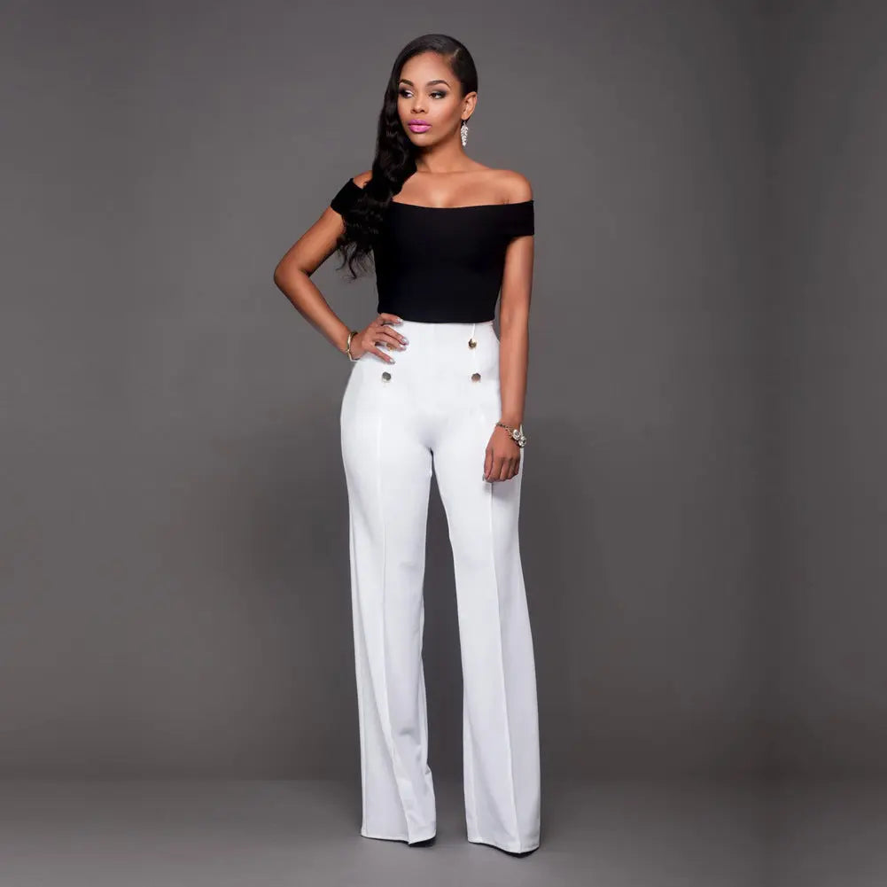 Double breasted flared pants Lady T Fashions