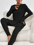 Fashion Casual Long Sleeve Split Irregular Round-neck Shirt Trousers Suit Lady T Fashions