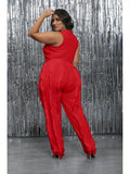 Plus Size - Women Plus Size 2pcs Outfits Fringe Tassel Long Pants Set Sleeveless Tank Tops Clubwear Lady T Fashions