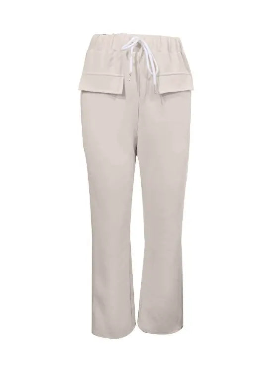 Women's Solid Color Casual Drawstring Tied Sports Pants Lady T Fashions