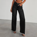 Fashion High Waist Jeans With Pockets Comfortable Slim Fit Straight Wide-leg Pants Womens Clothing Lady T Fashions