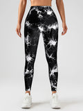 2 Pack Tie-Dye High Waist V-Back Yoga Leggings, Peach-Hip Enhancing Athleisure Tights, Sport Style Fitness Pants Lady T Fashions