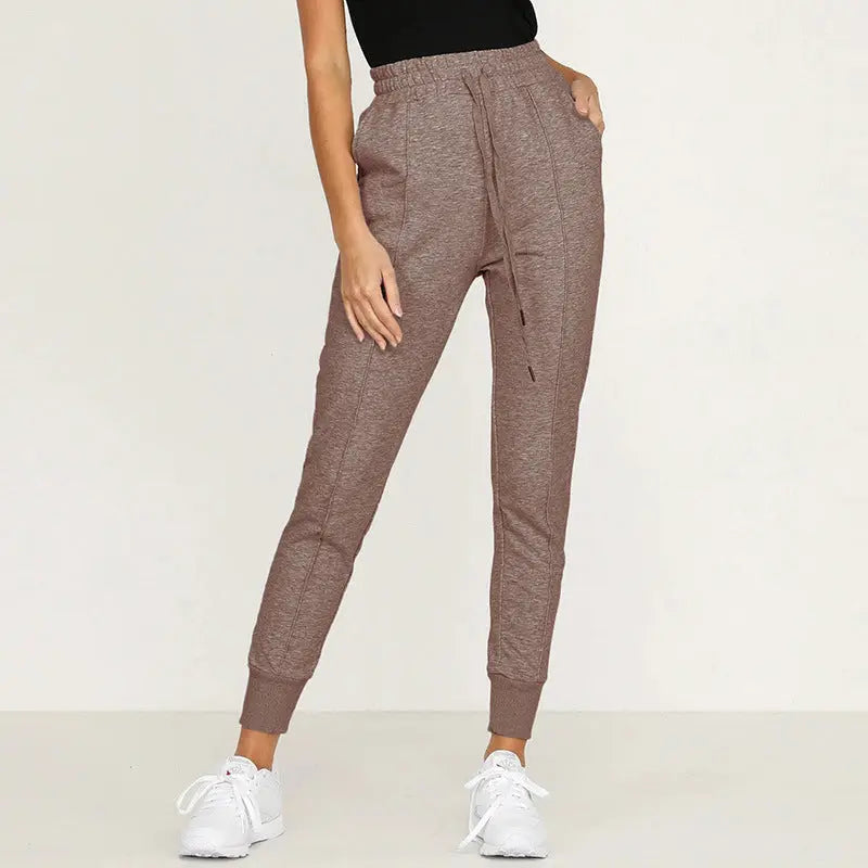 All-match ins wind net red solid color strap slim trousers Lady T Fashions