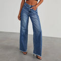 Fashion High Waist Jeans With Pockets Comfortable Slim Fit Straight Wide-leg Pants Womens Clothing Lady T Fashions