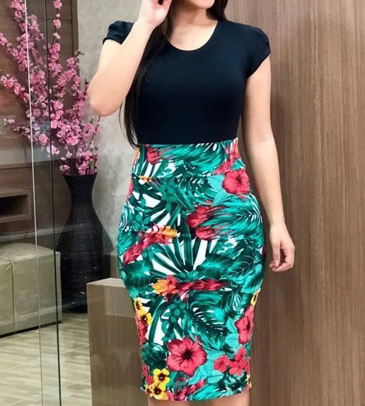 Printed Office Midi Pencil Dress Large Women Dress Lady T Fashions