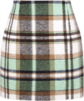 Women's High Waist Plaid Tight Pencil Wool Mini Skirt Lady T Fashions