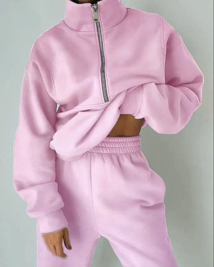Women's Fashion Fleece Solid Color Sports Casual Suit Lady T Fashions