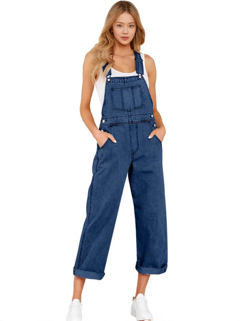 Loose Women's Denim Suspender Pants Lady T Fashions