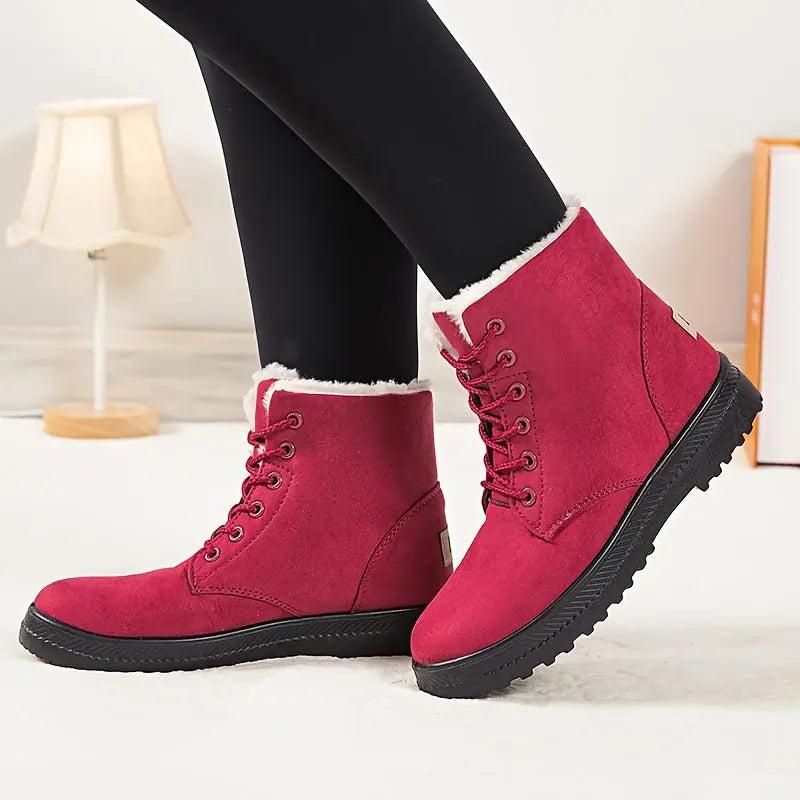 [Winter Snow Boots] Slip-Resistant & Plush Lined Women's Winter Snow Boots | PU Sole, Lace-Up Closure, Cushioned Insole - Cold Weather Boots for Everyday & Formal Outfits - Extended Sizes up to US Women's 44 (EU 43) - Black B Lady T Fashions