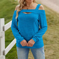 Womens Cold Shoulder Top Cut Out Long Sleeve Basic T Shirts Casual Blouse Tshirts Lady T Fashions