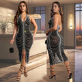 European And American Fashion Rhinestone Slim Fit Dress Lady T Fashions