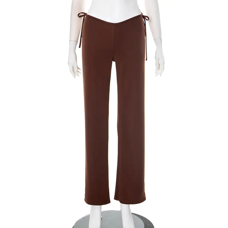 Fashion Simple Striped Contrast Color Straight Casual Mopping Trousers Lady T Fashions