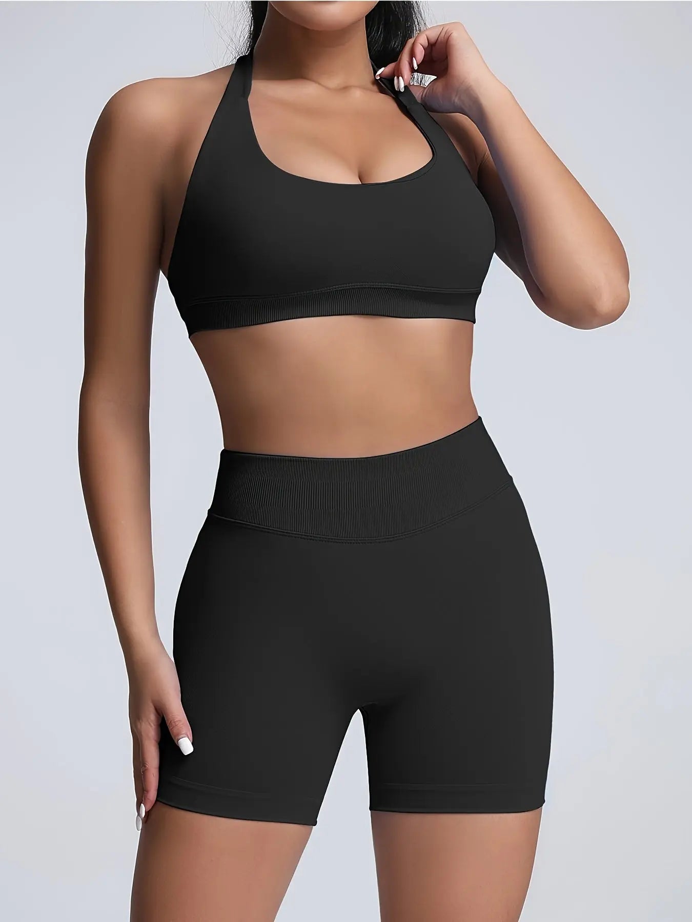 Women's Yoga Workout Set  Sports Bra High-Waist Shorts  Quick-Dry  Breathable Lady T Fashions
