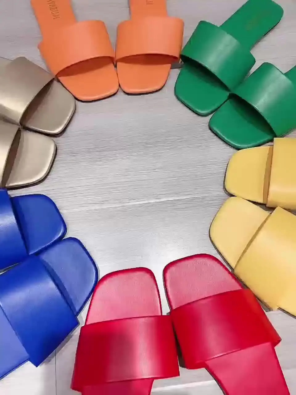 Women's Colorful Slide Sandals - Fashionable Open-Toe Flats with Ankle Strap, Faux Cover Upper & Rubber Sole, Casual Summer Shoes in Red, Green, Yellow, Blue, Brown, Black, White, Summer Footwear | Fashionable Flats | Durable Lady T Fashions