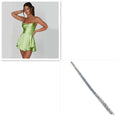 Sexy Suspender Skirt For Women Elegant Slim Strap Satin Backless Lace Up A-Line Short Dress Lady Lady T Fashions