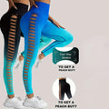 2 Pack Cut Out Ombre Gradient Color Hollow High-waist Butt-lifting Fitness Women's Yoga Pants, Women's High Waist Yoga Pants Cutout Ripped Super Soft And Comfortable Skinny Lady T Fashions