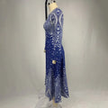 Women's Plus Size Elegant V-Neck Long Sleeve A-Line Dress With Starry Sky Print, Slim-Fit Flowy Maxi Dress For Holiday & Party Wear Lady T Fashions