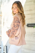 Hailey & Co Leopard Sleeve Color Block Knit Top Lady T Fashions
