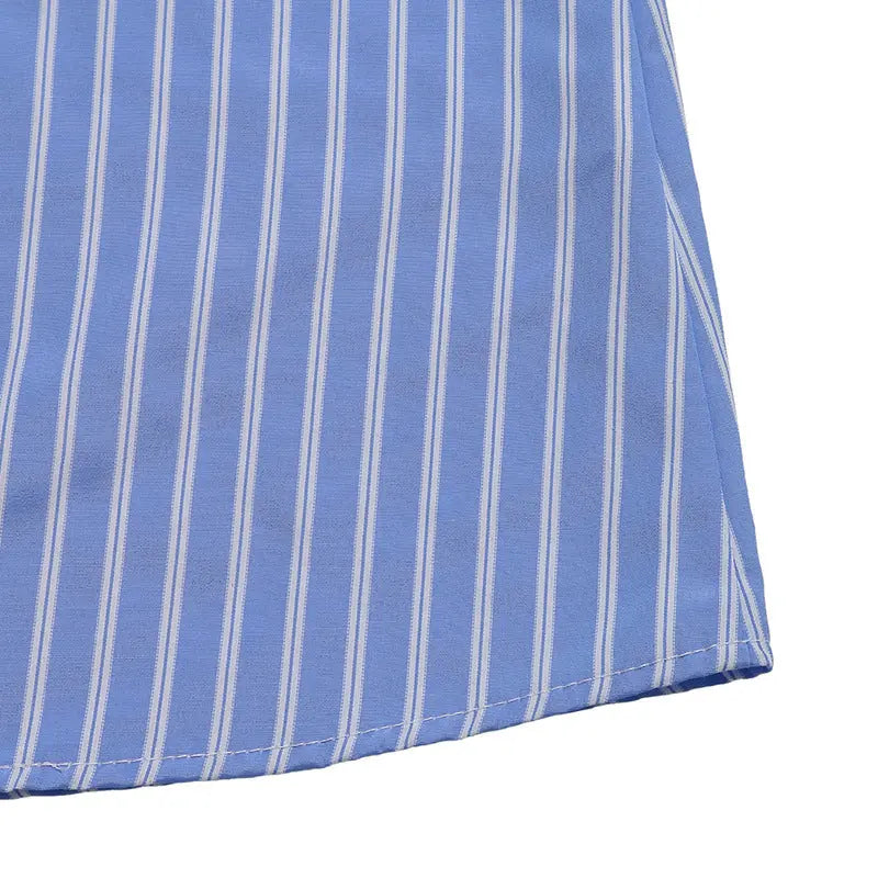 Women's Striped Tie Front Puff Sleeve Summer Casual Mini Dresses Loose Flowy Sundress Lady T Fashions