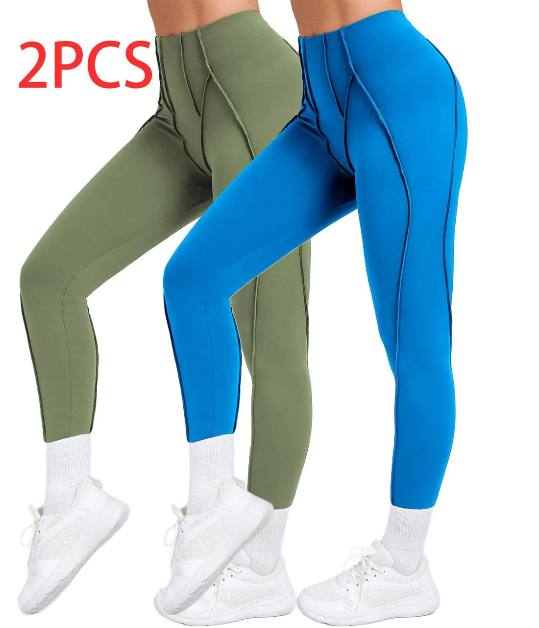 2 Pack Women's Quick Dry High Waist Tummy Control Yoga Pants Workout Leggings With Side Pockets Lady T Fashions