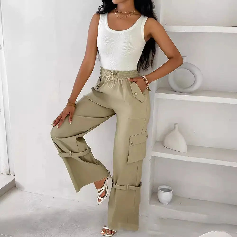 Multi-pocket Adjusting Belt Design Overalls Lady T Fashions