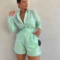 Women's Fashion Short Suit Pants Long-sleeve Suit Lady T Fashions