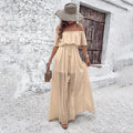 Womens Off The Shoulder Ruffle Party Dresses Side Split Beach Maxi Dress Lady T Fashions