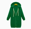 Hooded Long Sleeve Sweater Fleece Long Jacket Lady T Fashions