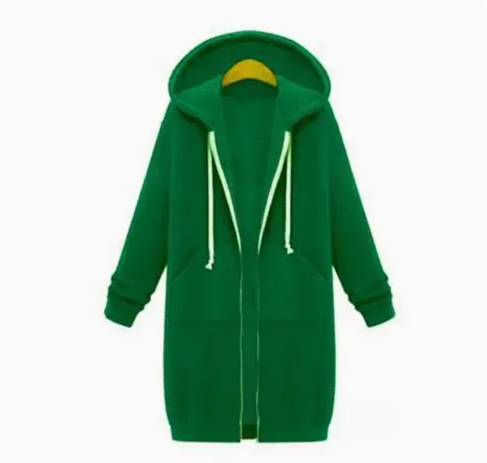 Hooded Long Sleeve Sweater Fleece Long Jacket Lady T Fashions