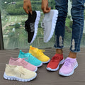 Women's Mesh Breathable Running Shoes, Solid Color Lace Up Front Summer Walking Shoes, Flying Woven Casual Sneakers Lady T Fashions