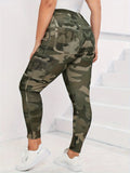 【imitation denim】Plus Size - Stretchy Leggings with a Camouflage Pattern for Plus-Size Women. Lady T Fashions