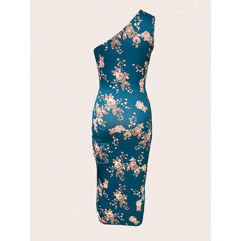Women's One Shoulder Bodycon Dresses Summer 2025 Ruched High Split Floral Beach Cocktail Wedding Guest Dress Lady T Fashions