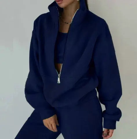Women's Fashion Fleece Solid Color Sports Casual Suit Lady T Fashions