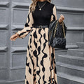 Ladies' Spring And Autumn New Long Sleeve Stripe Printed Elegant Style Dress Lady T Fashions