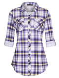 Plaid Pouch Button Cuff Comfort And Casual Printed Women's Shirt Lady T Fashions