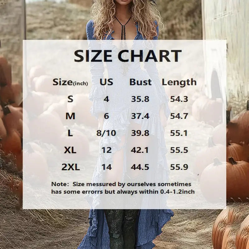 Women's Solid Color Deep V-Neck Long Sleeve Dress With Ruffled Hem & Asymmetrical Hemline Spring&Summer Vacation Dress Lady T Fashions