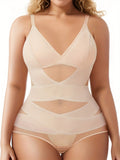 Women's Curve Bodysuit Shapewear For Plus Size Women, Tummy Control Butt Enhancing V Neck Waist Trainer Body Shaper Lady T Fashions