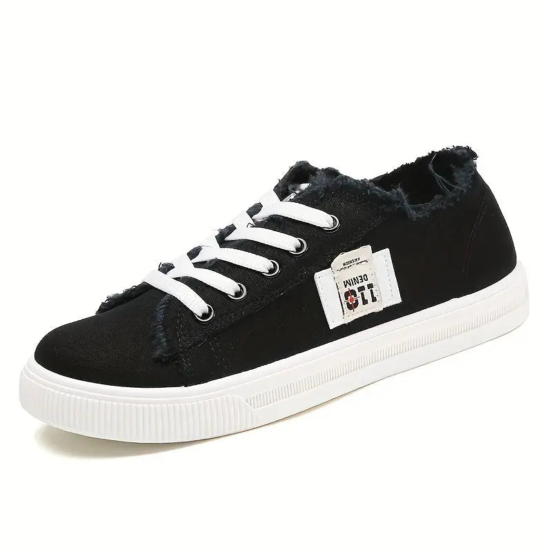 Versatile Women's Flat Canvas Low Top Lace Up Skate Shoes for Casual Walking Lady T Fashions